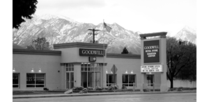 Millcreek Goodwill exterior with mountains in background