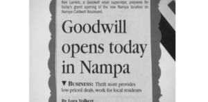 Newspaper clipping about Nampa store opening