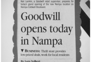 Newspaper clipping about Nampa store opening